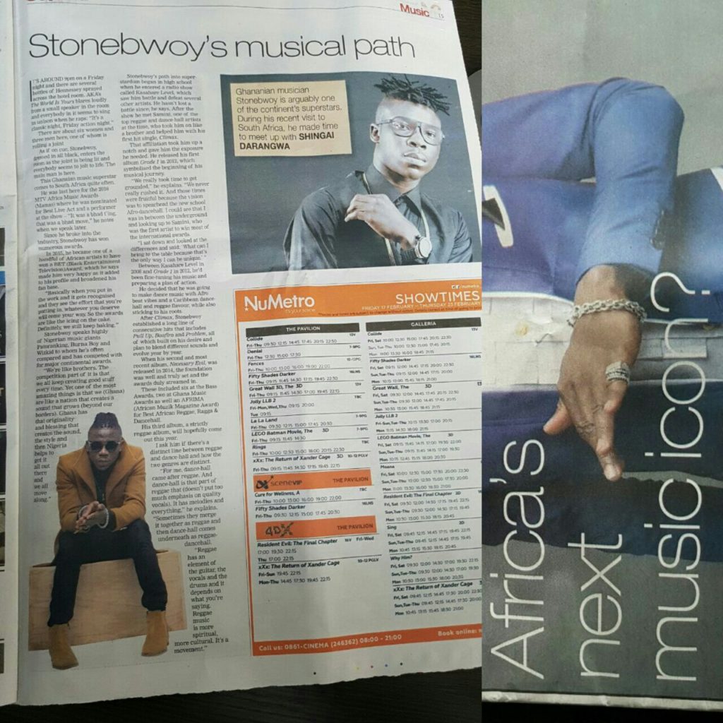 Stonebwoy featured in Sunday Tribune