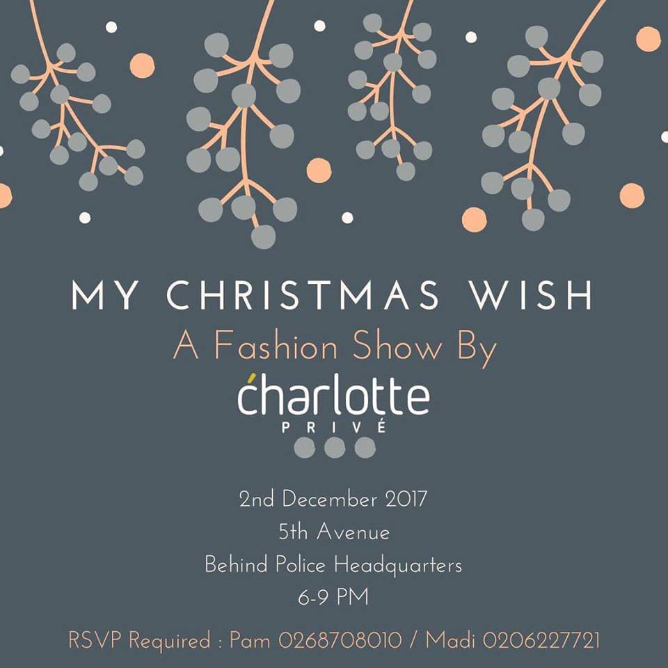 My Christmas Wish: A fashion show by Charlotte Prive slated for December 2