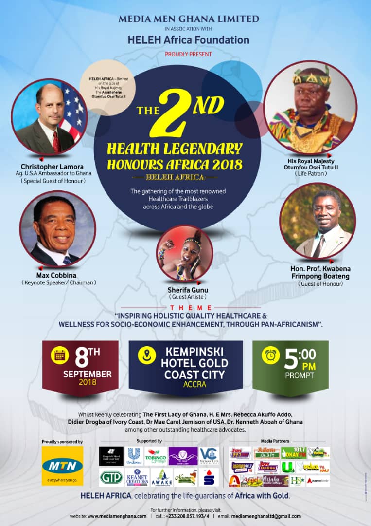 First Lady, Didier Drogba, Dr. Ken Aboah, Flying Doctors, Patrick Fynn, MTV Shuga to receive 2018 HELEH Africa Awards