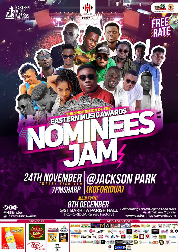 Eastern Music Awards Nominees Jam Schedule 24th November, 2018.