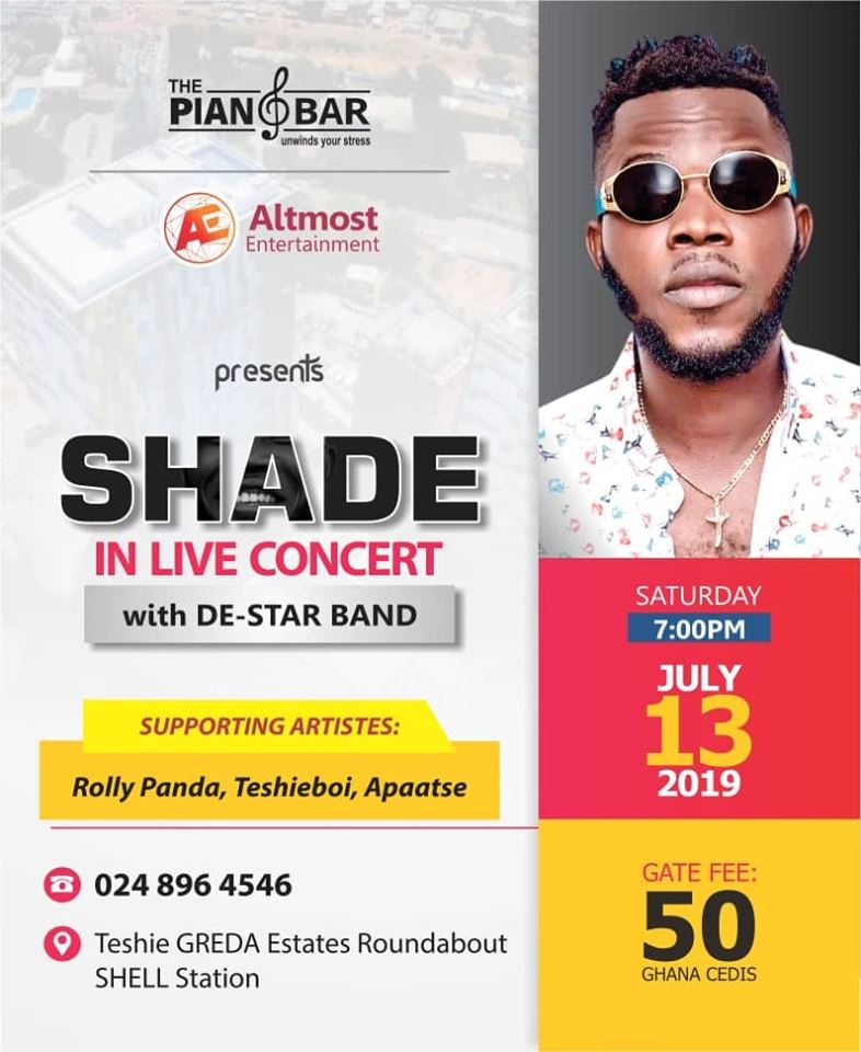 Shade live in Concert this Saturday at The Piano Bar.